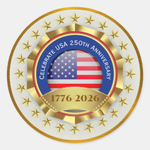 Sticker Rond 250e anniversaire USA patriotique 1776–2026