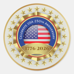 Sticker Rond 250e anniversaire USA patriotique 1776–2026