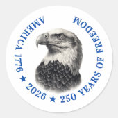 Sticker Rond 250th Anniversary USA 2026 Bald Eagle  (Devant)