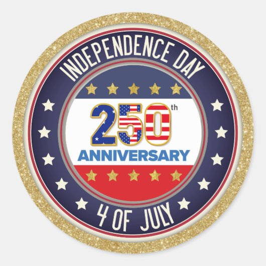 Sticker Rond 250th Anniversary USA Patriotic | 1776–2026 (Devant)