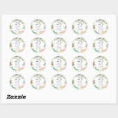 Sticker Rond 25 ans Argent Mariage Anniversaire Rose Floral (Feuille)
