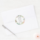 Sticker Rond 25 ans Argent Mariage Anniversaire Rose Floral (Enveloppe)