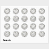 Sticker Rond 25 ans Silver Glass Coeur argent anniversaire (Feuille)