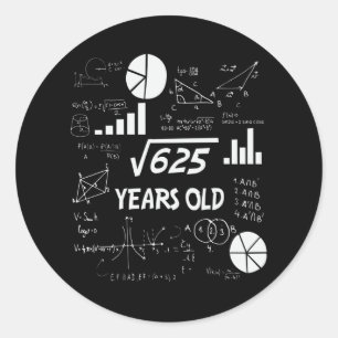 Sticker Rond 25e anniversaire Carré mathématiques racine 25 ans