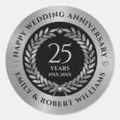 Sticker Rond 25e anniversaire de mariage argenterie laurier dîn (Devant)