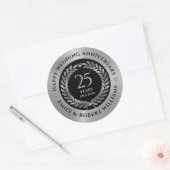 Sticker Rond 25e anniversaire de mariage argenterie laurier dîn (Enveloppe)