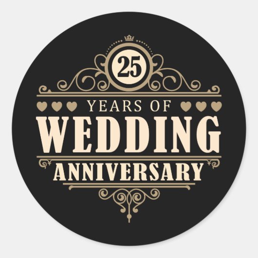 Sticker Rond 25e anniversaire du Mariage (Devant)
