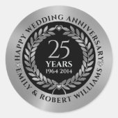 Sticker Rond 25e anniversaire du mariage argent couronne (Devant)
