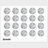 Sticker Rond 25e anniversaire du mariage argent & diamants blan (Feuille)