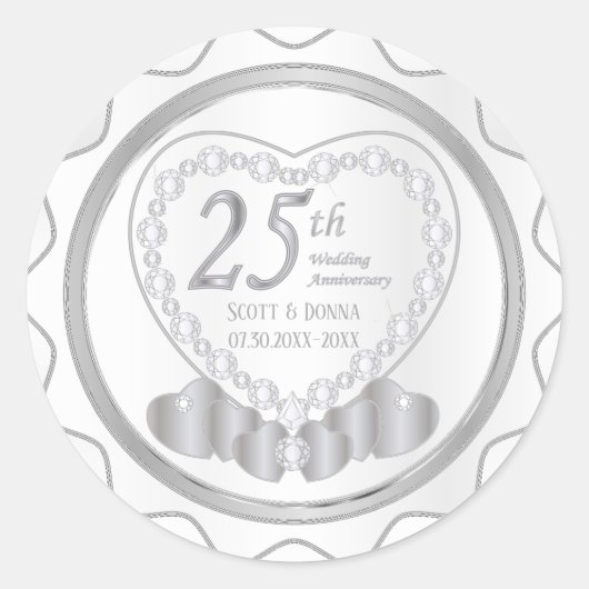 Sticker Rond 25e anniversaire du Mariage d'argent (Devant)