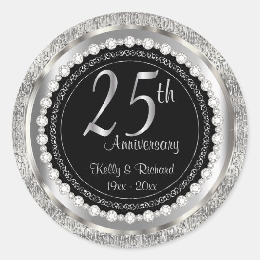 Sticker Rond 25e anniversaire du Mariage d'argent (Devant)