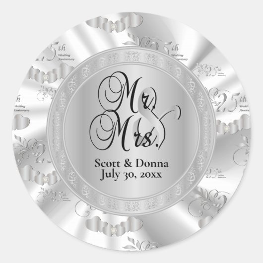 Sticker Rond 25e anniversaire du Mariage d'argent (Devant)