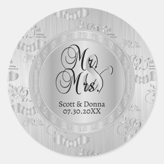Sticker Rond 25e anniversaire du Mariage d'argent (Devant)