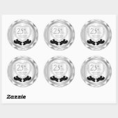 Sticker Rond 25e anniversaire du Mariage d'argent (Feuille)