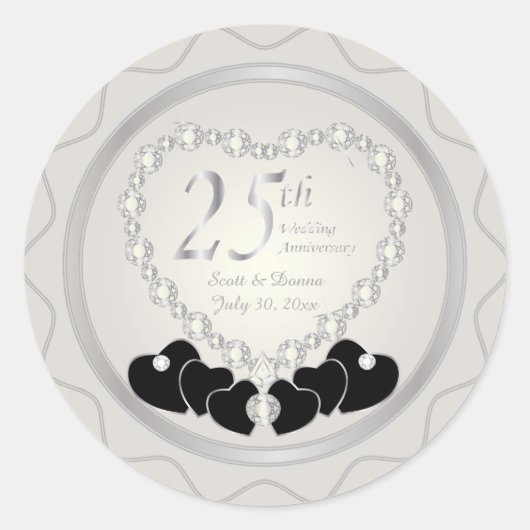 Sticker Rond 25e anniversaire du Mariage d'argent (Devant)