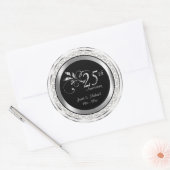 Sticker Rond 25e anniversaire du Mariage d'argent - Damas blanc (Enveloppe)
