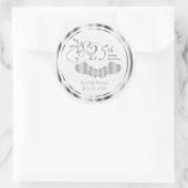 Sticker Rond 25e anniversaire du Mariage d'argent - Damas blanc (Sac)