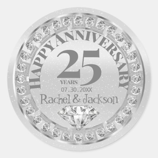 Sticker Rond 25e anniversaire du Mariage d'argent - Parties sci (Devant)