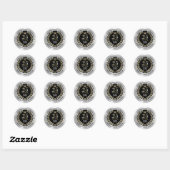 Sticker Rond 25e anniversaire du mariage Diamants d'argent et d (Feuille)
