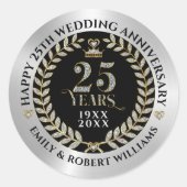 Sticker Rond 25e anniversaire du mariage Diamants d'argent et d (Devant)