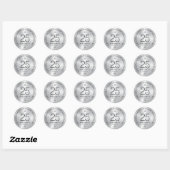 Sticker Rond 25e anniversaire du Mariage et design d'argent (Feuille)