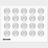 Sticker Rond 25e anniversaire du Mariage personnalisé Diamants  (Feuille)