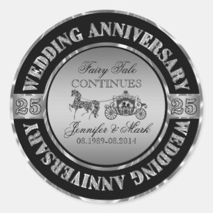 Sticker Rond 25e anniversaire Mariage-Mariage cheval et transpo