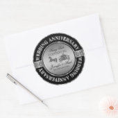 Sticker Rond 25e anniversaire Mariage-Mariage cheval et transpo (Enveloppe)