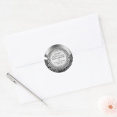 Sticker Rond 25e anniversaire Mariage Ornament noir et argent (Enveloppe)