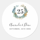 Sticker Rond 25e couronne d'eucalyptus mariage (Devant)