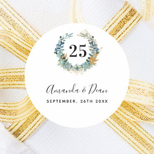 Sticker Rond 25e couronne d'eucalyptus mariage