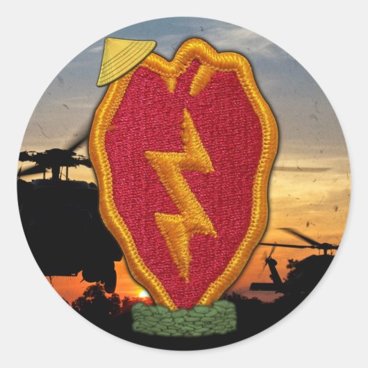 Sticker Rond 25e division d'infanterie timbre de guerre vietnam (Devant)