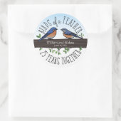Sticker Rond 25th Wedding Anniversary, Bluebirds of a Feather (Sac)