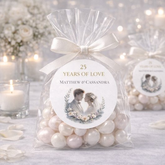 Sticker Rond 25th Wedding Anniversary Heirloom Celebration