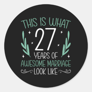 Sticker Rond 27 Ans De Mariage Impressionnant 27Ème Annivers Ma