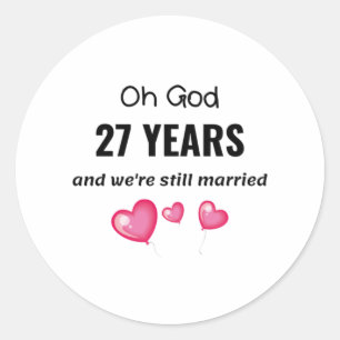 Sticker Rond 27e anniversaire de Mariage Drôle cadeau pour lui 