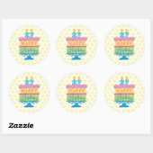 Sticker Rond 27e Joyeux Chien Jaune d'Anniversaire (Feuille)