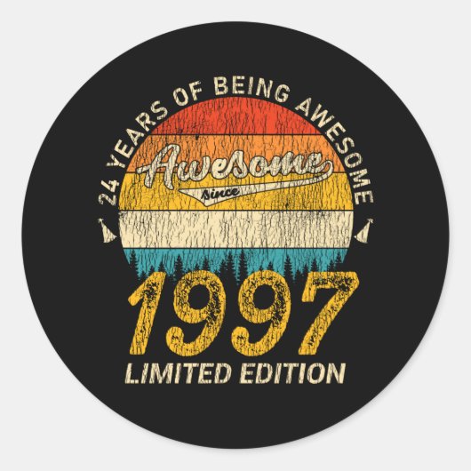 Sticker Rond 28 Ans Anniversaire Retro Awesome 28e anniversaire (Devant)
