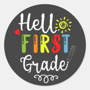 Sticker Rond 2/2- Bonjour Chemise de première année, Étudiants