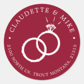 Sticker Rond 2 cercles | Mariage à vin de Bourgogne minimal (Devant)