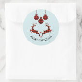 Sticker Rond 2 cerfs de Noël saut de style rustique (Sac)