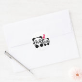 Sticker Rond 2 chevalets Panda mignons (Enveloppe)