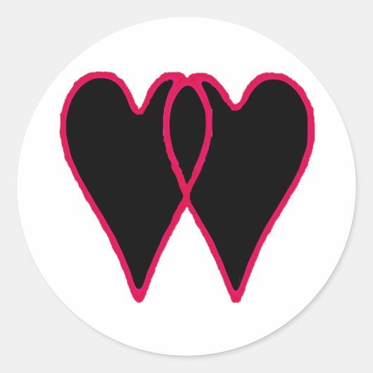 Sticker Rond 2 coeurs noircissent ensemble les cadeaux de (Devant)