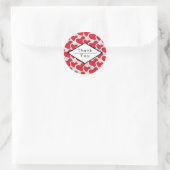 Sticker Rond 2 Coeurs rouges Répéter Motif mignon Merci (Sac)