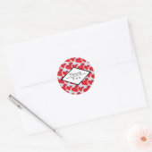 Sticker Rond 2 Coeurs rouges Répéter Motif mignon Merci (Enveloppe)