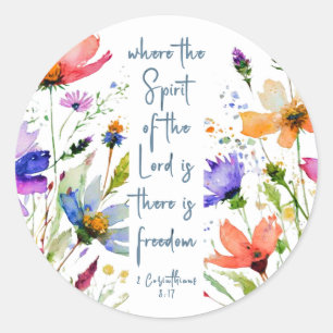 Sticker Rond 2 Corinthiens 3:17 Liberté Bible Verse