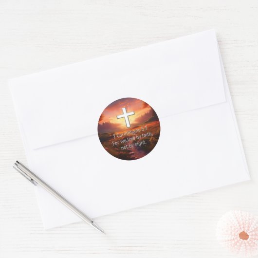 Sticker Rond 2 Corinthiens 5:7 (Enveloppe)