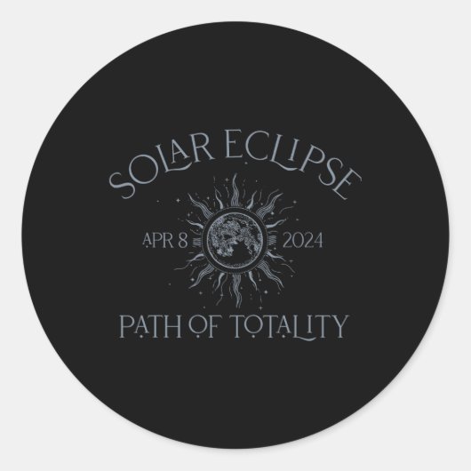Sticker Rond (2 Côtés) Solaire Eclipse 2024 Parcours De Totalit (Devant)
