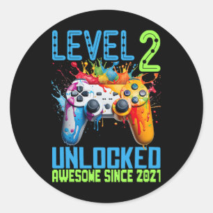 Sticker Rond 2 Déverrouillé Awesome 2021 jeu vidéo 2e anniversa