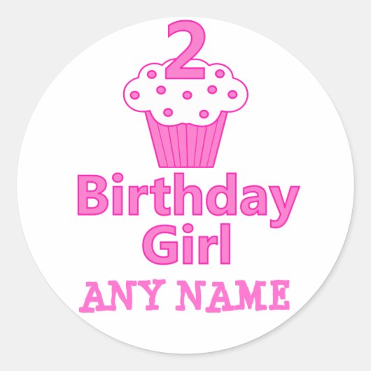 Sticker Rond 2 - Fille d'anniversaire - Cupcake Design (Devant)